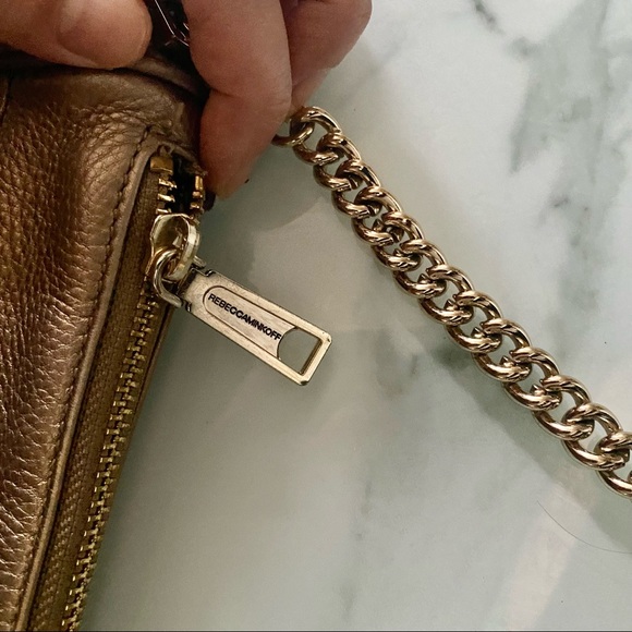 Rebecca Minkoff gold metallic leather with gold chain Daddy MAC purse EUC - Picture 12 of 15